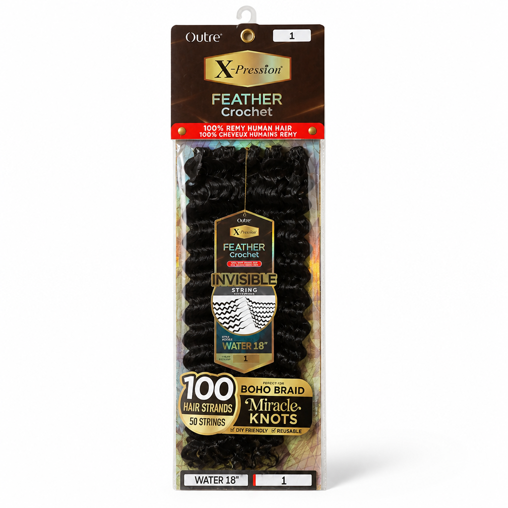 X-Pression Remi Feather Crochet - Water 18"